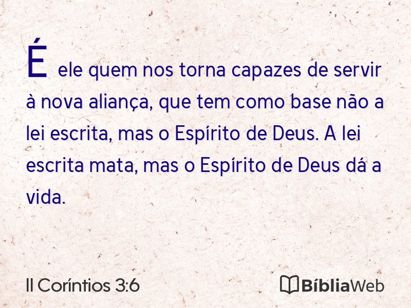 II Coríntios 3:6 em imagem para compartilhar