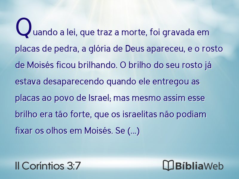 II Coríntios 3:7 em imagem para compartilhar