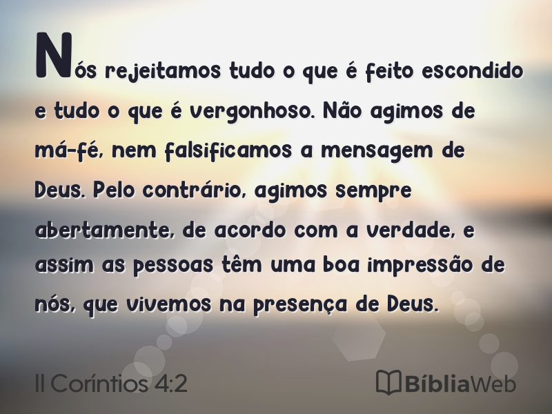 II Coríntios 4:2 em imagem para compartilhar