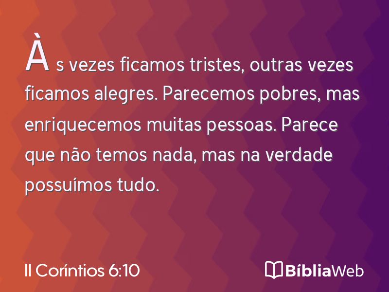 II Coríntios 6:10 em imagem para compartilhar