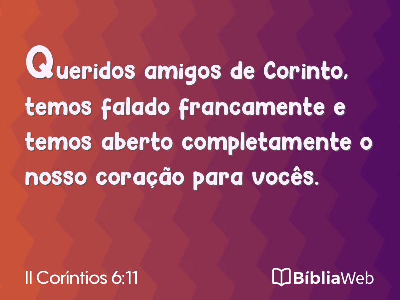 II Coríntios 6:11 em imagem para compartilhar