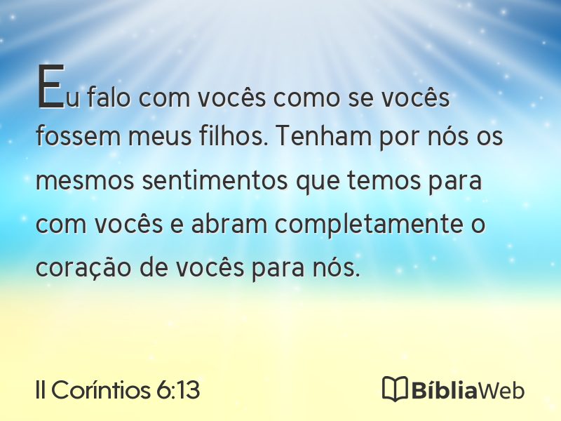 II Coríntios 6:13 em imagem para compartilhar