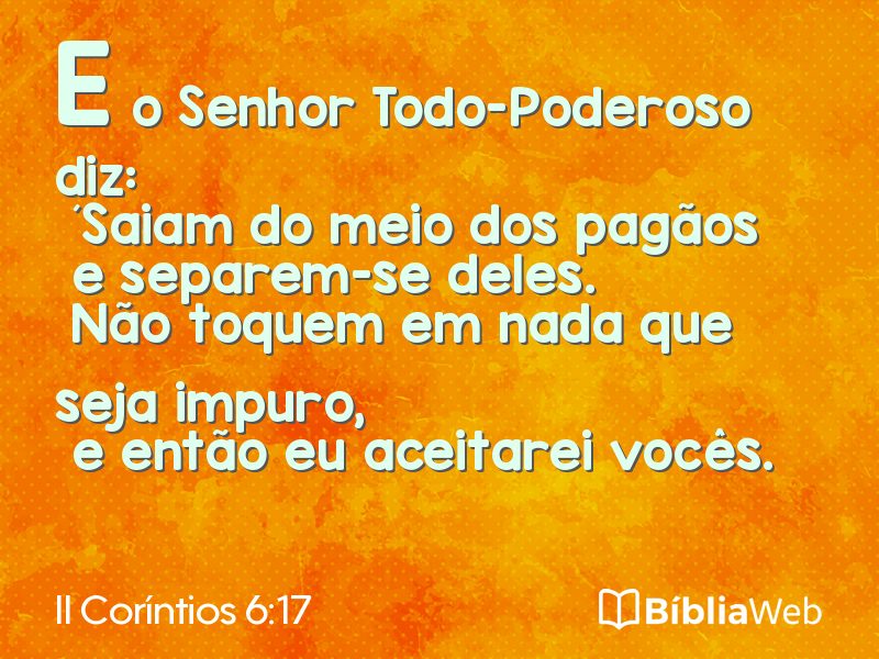 II Coríntios 6:17 em imagem para compartilhar