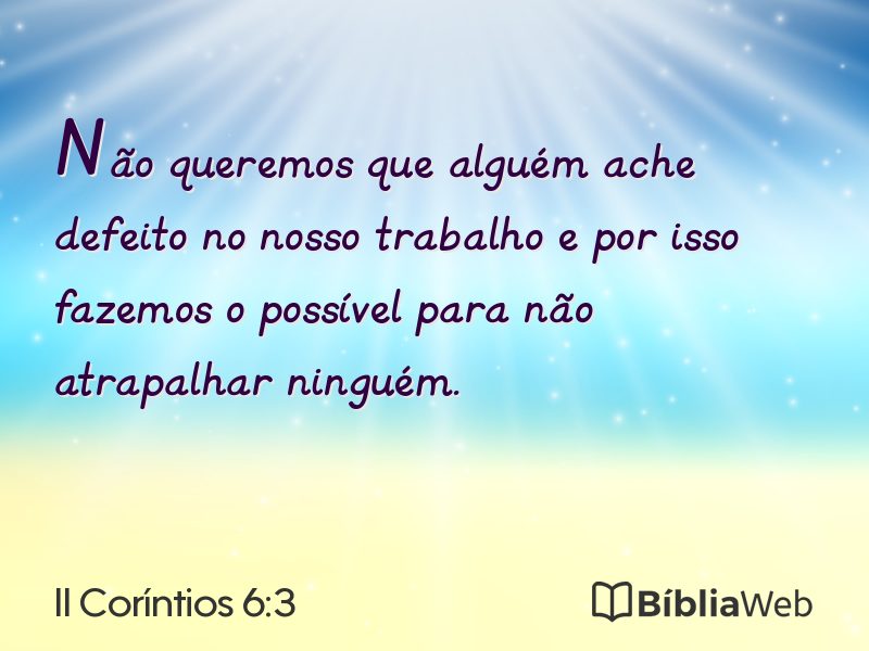 II Coríntios 6:3 em imagem para compartilhar