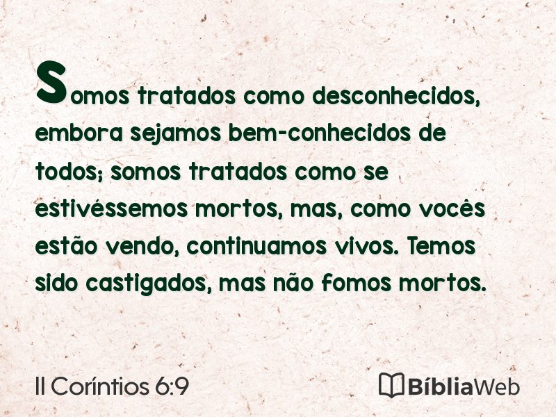 II Coríntios 6:9 em imagem para compartilhar