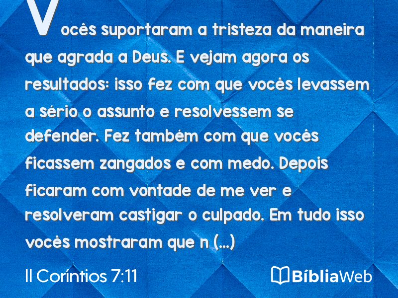 II Coríntios 7:11 em imagem para compartilhar