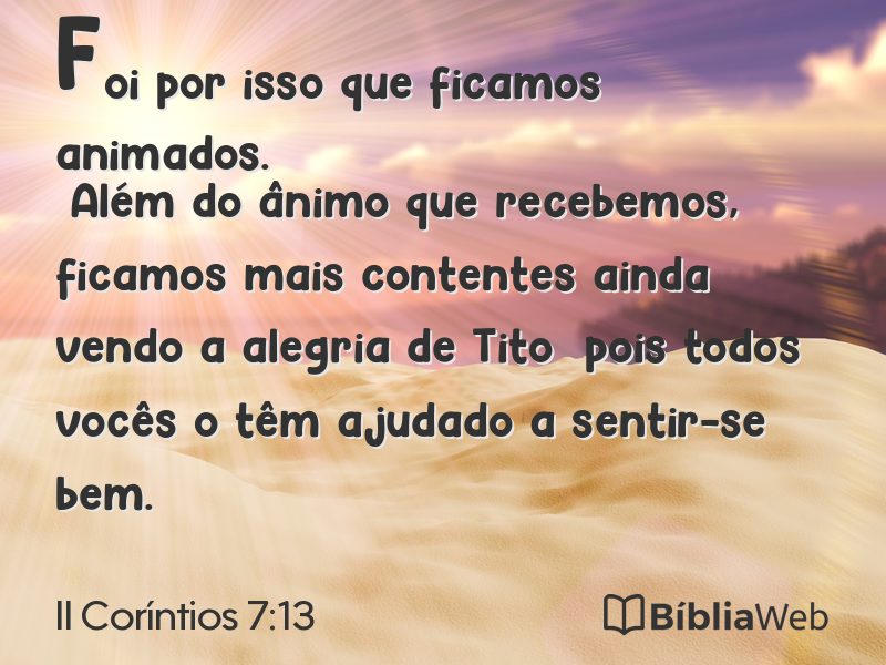 II Coríntios 7:13 em imagem para compartilhar
