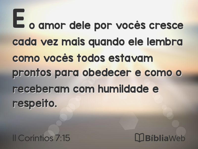 II Coríntios 7:15 em imagem para compartilhar