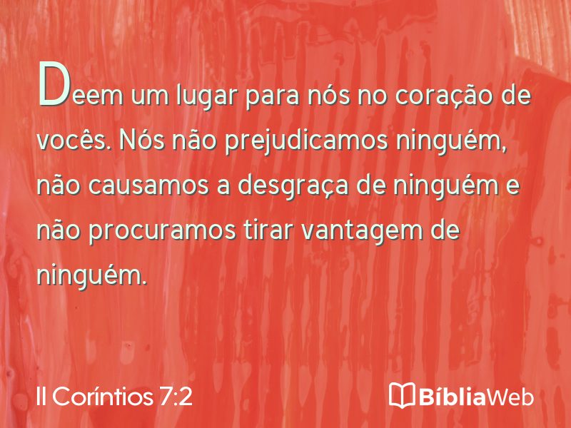 II Coríntios 7:2 em imagem para compartilhar