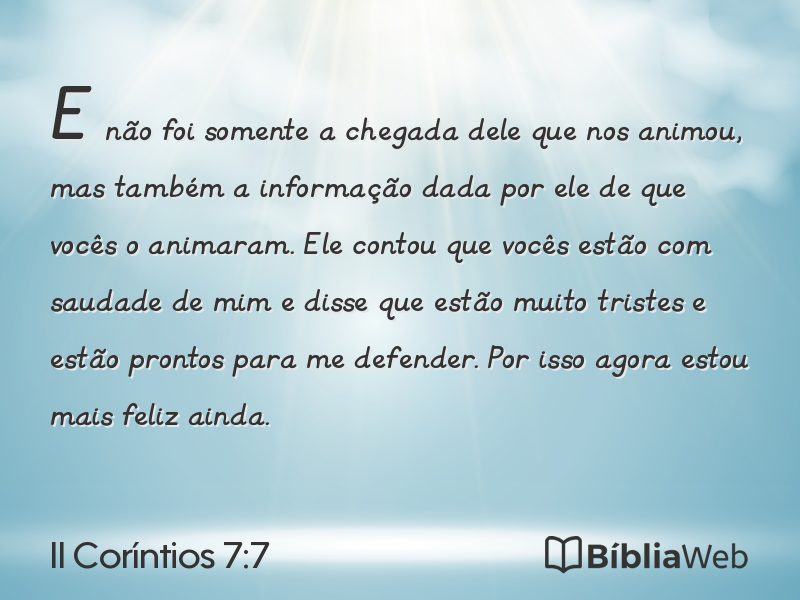 II Coríntios 7:7 em imagem para compartilhar