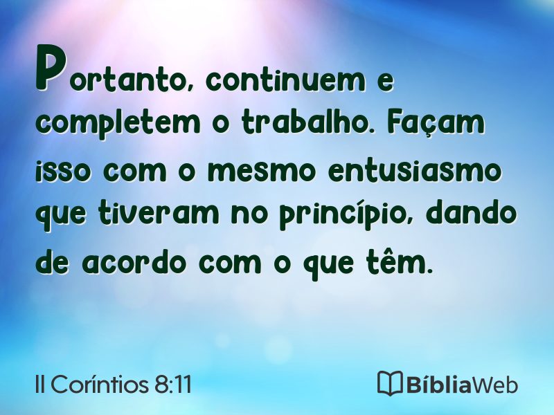 II Coríntios 8:11 em imagem para compartilhar