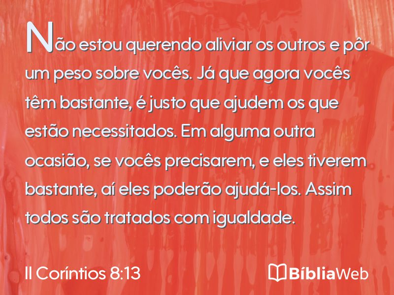 II Coríntios 8:13 em imagem para compartilhar