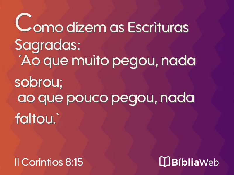 II Coríntios 8:15 em imagem para compartilhar