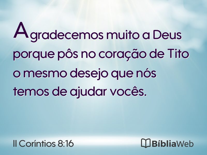 II Coríntios 8:16 em imagem para compartilhar