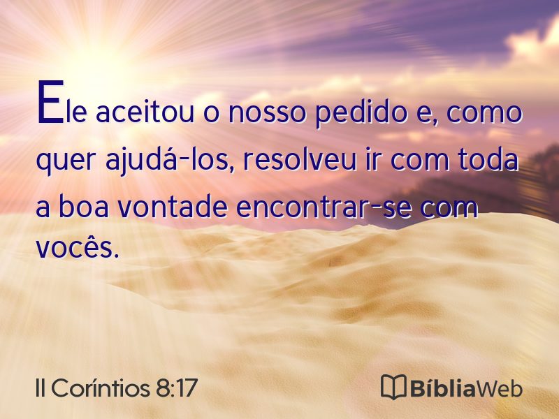 II Coríntios 8:17 em imagem para compartilhar