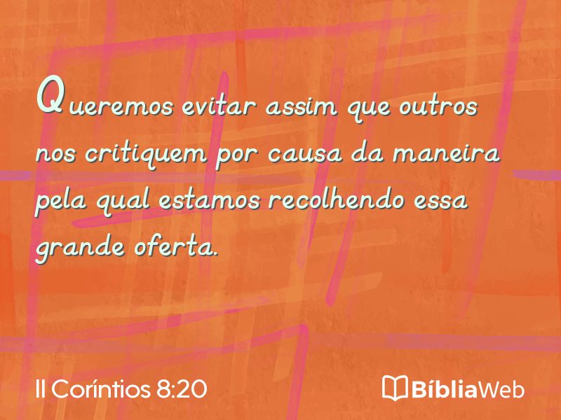II Coríntios 8:20 em imagem para compartilhar