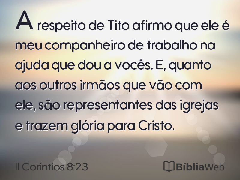 II Coríntios 8:23 em imagem para compartilhar