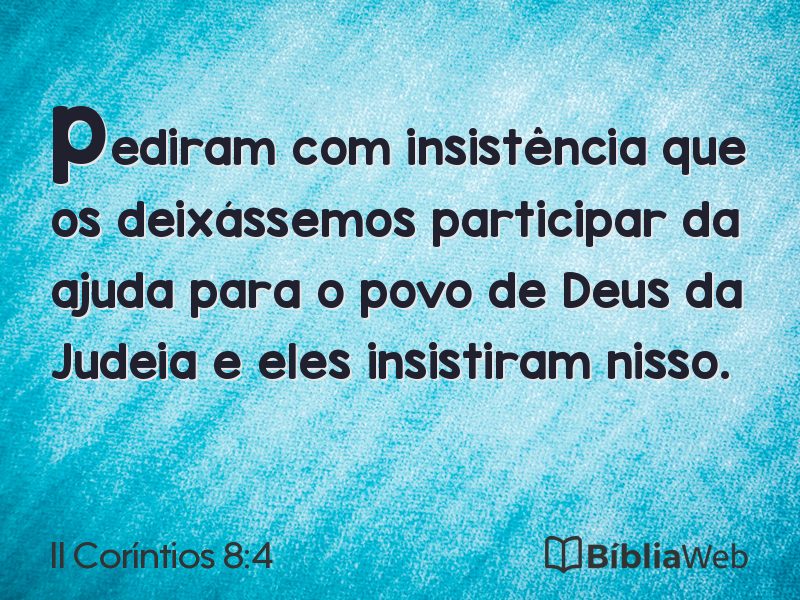 II Coríntios 8:4 em imagem para compartilhar