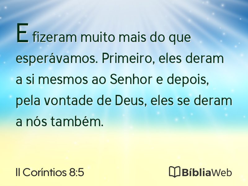 II Coríntios 8:5 em imagem para compartilhar