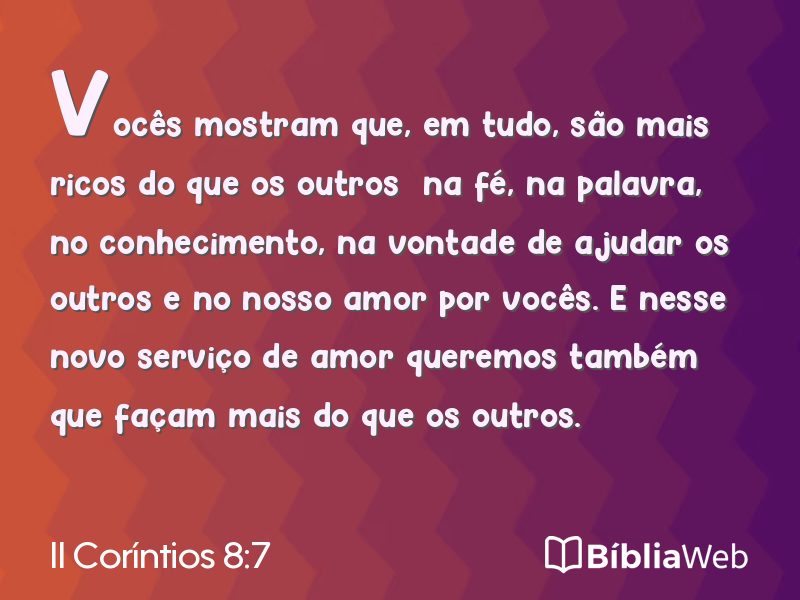 II Coríntios 8:7 em imagem para compartilhar
