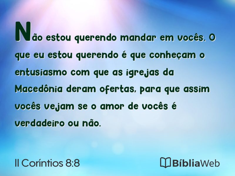 II Coríntios 8:8 em imagem para compartilhar