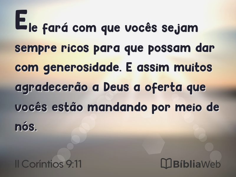 II Coríntios 9:11 em imagem para compartilhar