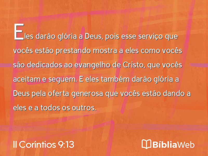 II Coríntios 9:13 em imagem para compartilhar