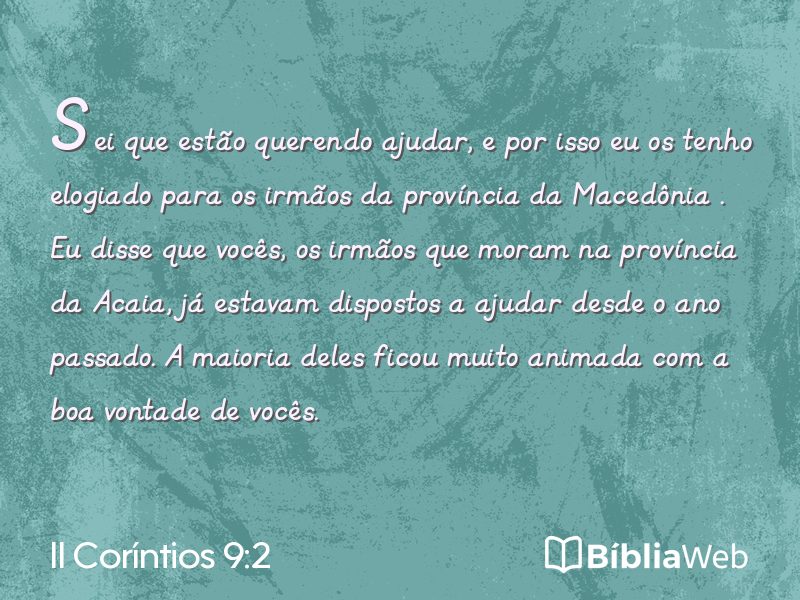 II Coríntios 9:2 em imagem para compartilhar