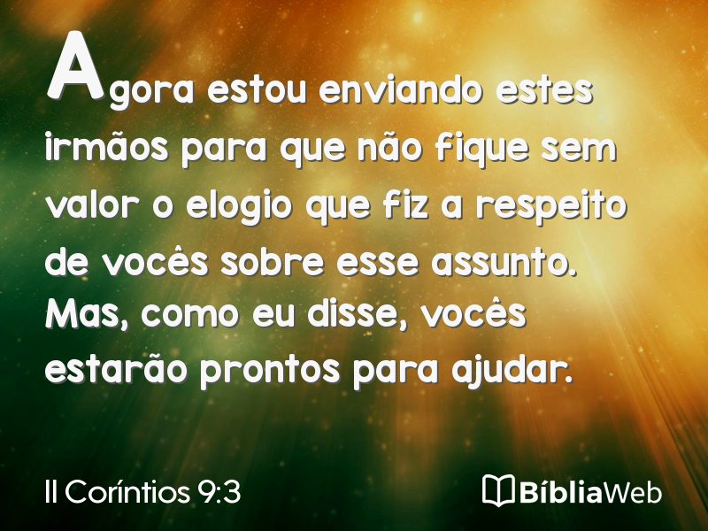 II Coríntios 9:3 em imagem para compartilhar