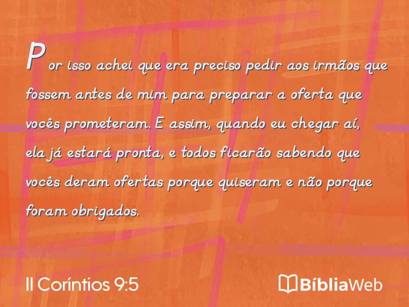 II Coríntios 9:5 em imagem para compartilhar