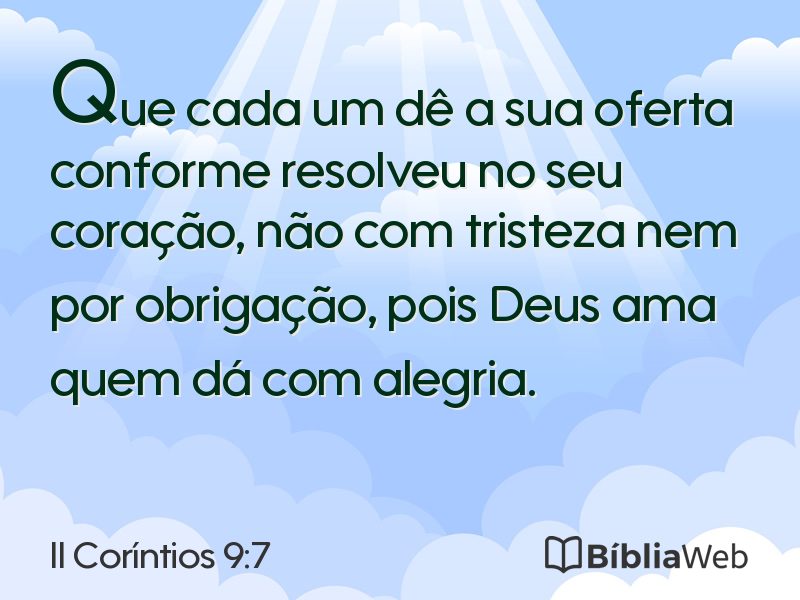 II Coríntios 9:7 em imagem para compartilhar