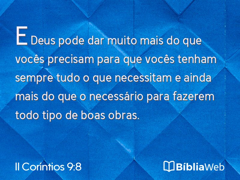 II Coríntios 9:8 em imagem para compartilhar