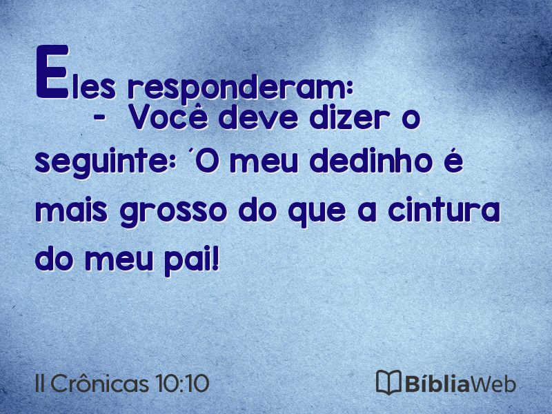 II Crônicas 10:10 em imagem para compartilhar
