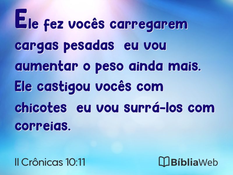 II Crônicas 10:11 em imagem para compartilhar