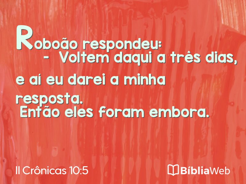II Crônicas 10:5 em imagem para compartilhar