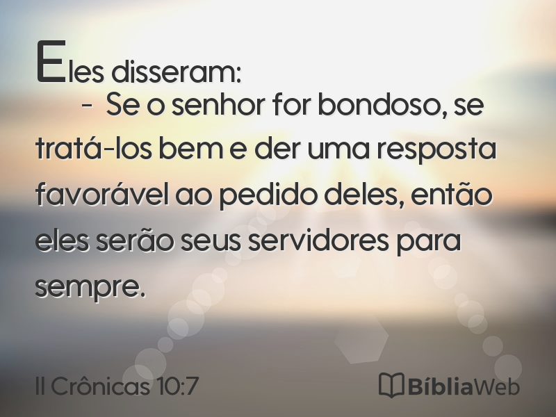II Crônicas 10:7 em imagem para compartilhar