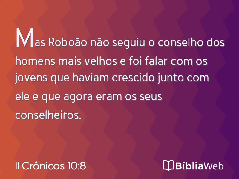 II Crônicas 10:8 em imagem para compartilhar