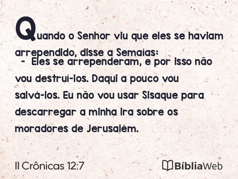 II Crônicas 12:7 em imagem para compartilhar