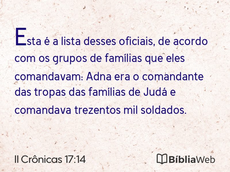 II Crônicas 17:14 em imagem para compartilhar