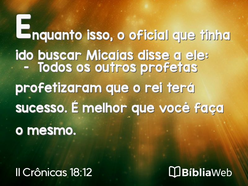 II Crônicas 18:12 em imagem para compartilhar