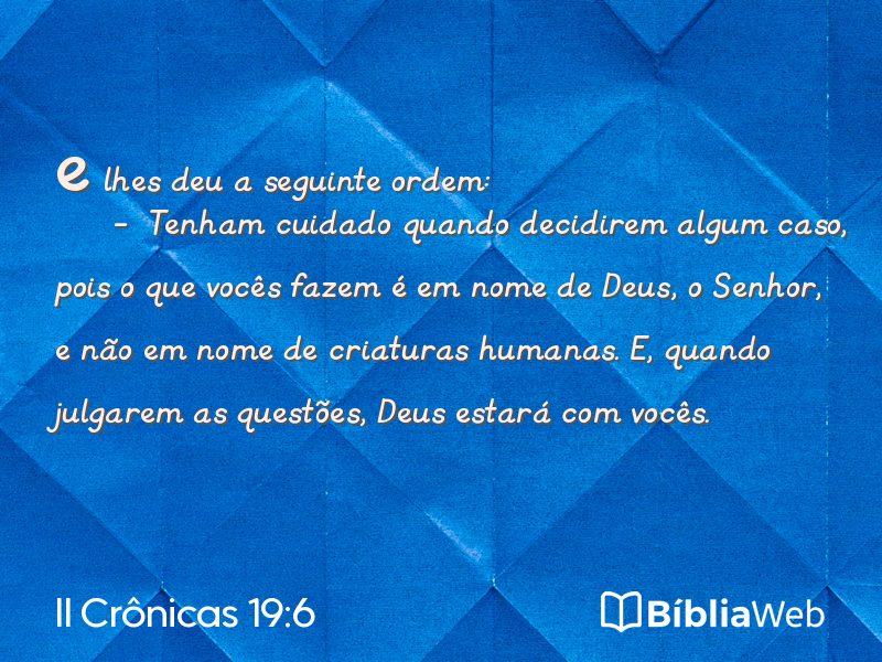 II Crônicas 19:6 em imagem para compartilhar