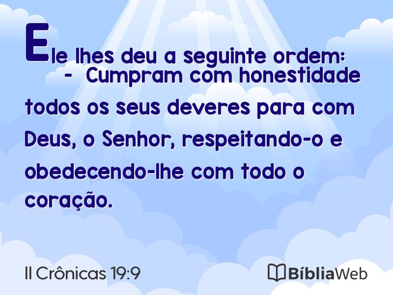 II Crônicas 19:9 em imagem para compartilhar