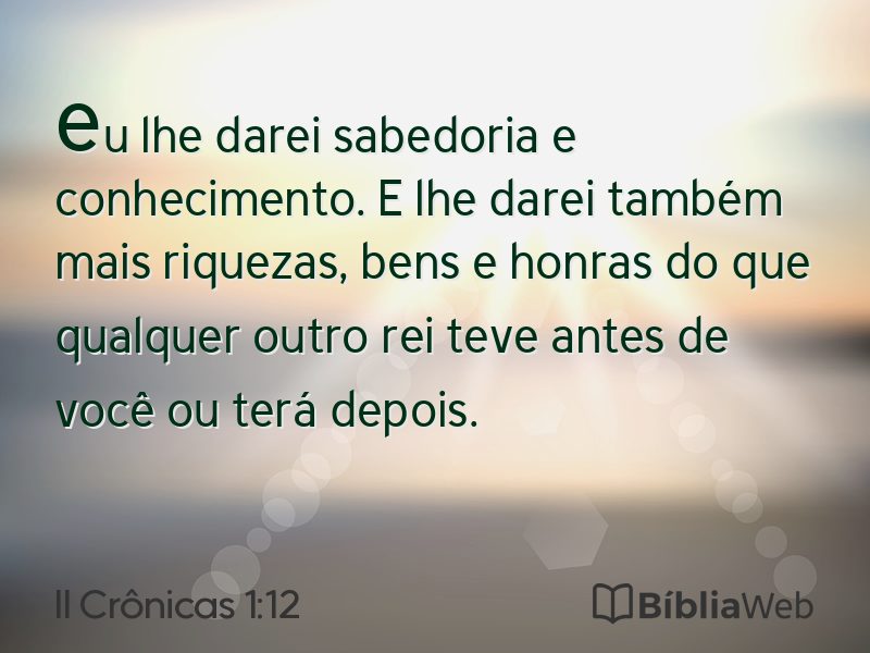II Crônicas 1:12 em imagem para compartilhar