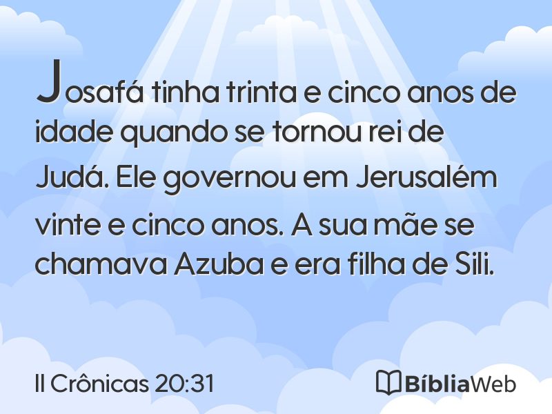 II Crônicas 20:31 em imagem para compartilhar