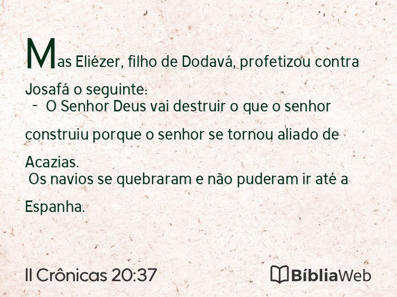 II Crônicas 20:37 em imagem para compartilhar