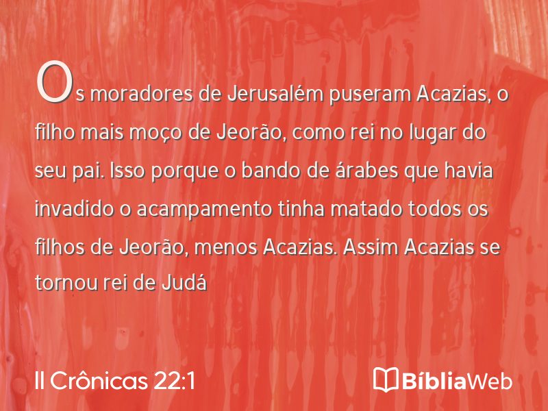 II Crônicas 22:1 em imagem para compartilhar
