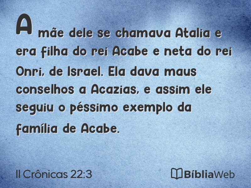 II Crônicas 22:3 em imagem para compartilhar