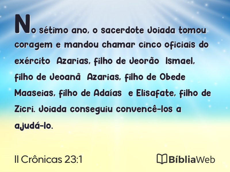 II Crônicas 23:1 em imagem para compartilhar