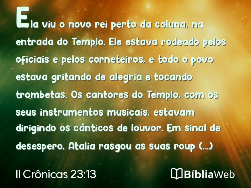 II Crônicas 23:13 em imagem para compartilhar