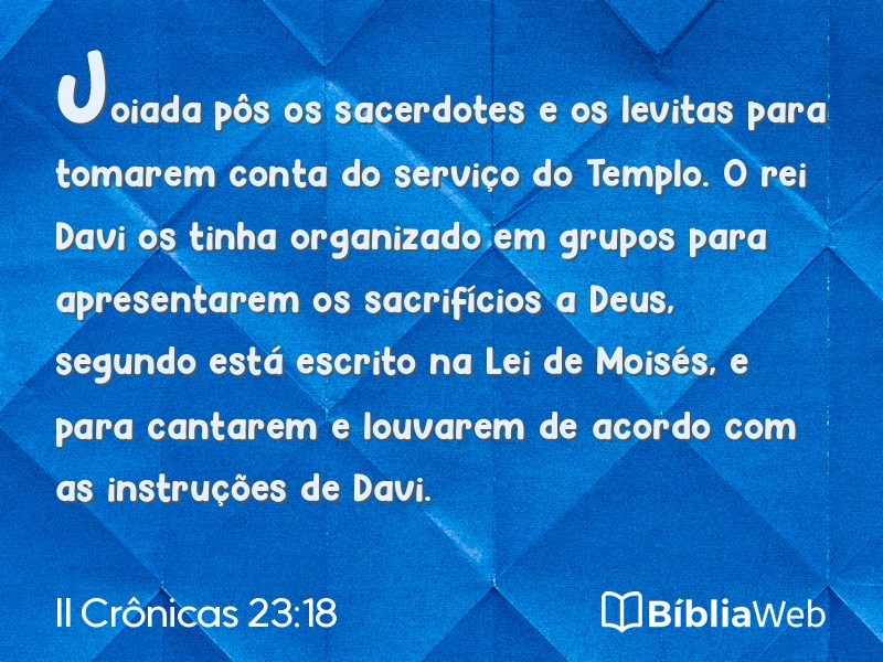 II Crônicas 23:18 em imagem para compartilhar